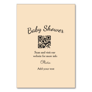 Pink simple baby shower q r code add name text thr table number