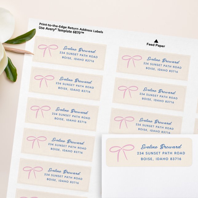 Pink Simple Bow Return Address Label (Creator Uploaded)