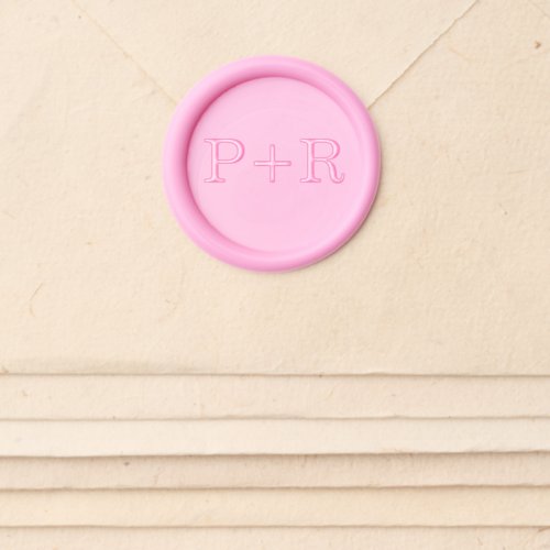 Pink Simple Bride and Groom Initials  Wax Seal Sticker