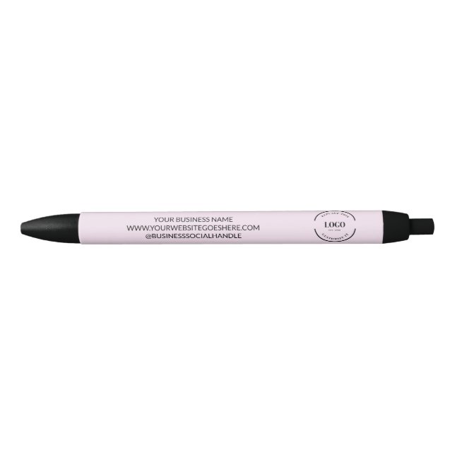 Pink Simple Business logo and contact info Custom  Pen (Front)