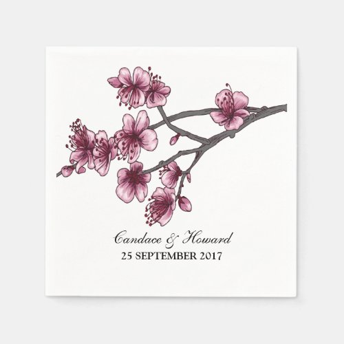 Pink Simple Cherry Blossoms Paper Napkins