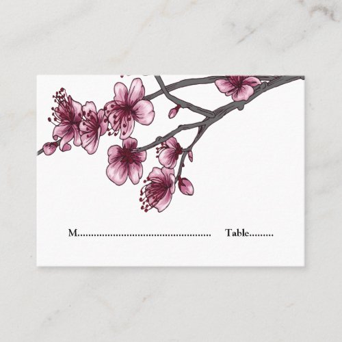 Pink Simple Cherry Blossoms Place Cards