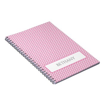 Pink Simple Chevron Personalized Notebook by Superstarbing at Zazzle