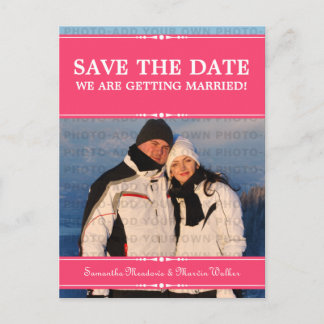 Pink Simple Chic Photo Save the Date Postcard