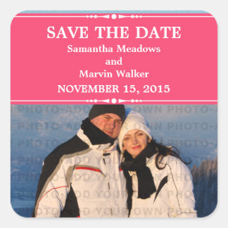 Pink Simple Chic Photo Save the Date Stickers