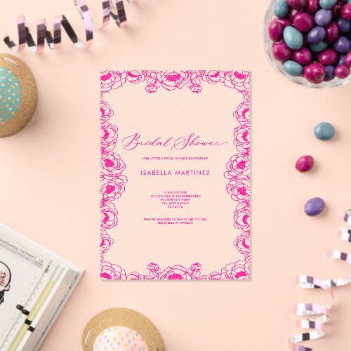 pink simple classic elegant bridal shower  acrylic invitations