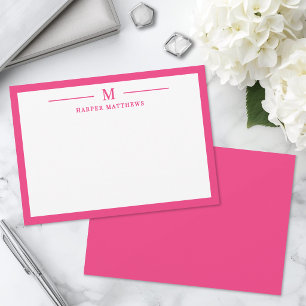 Pink Simple Classic Personalized Stationery Note Card