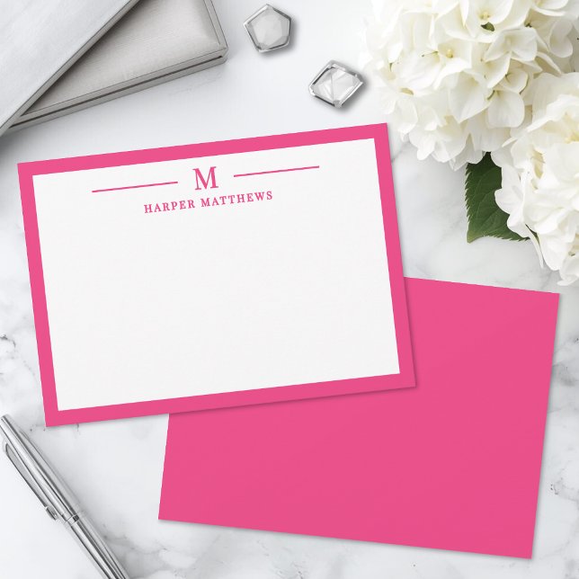 Pink Simple Classic Personalized Stationery Note Card (Pink Simple Classic Personalized Stationery Note Card)