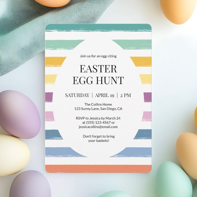 Pink Simple Colorful Cute Easter Egg Hunt Party Invitation (Pink Simple Colorful Cute Easter Egg Hunt Party Invitation)