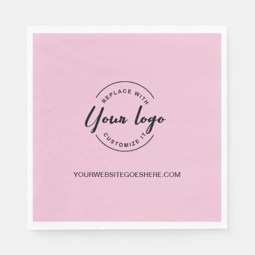 Pink Simple Custom logo and website Business Napkins