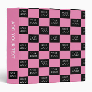 Pink Simple Custom Logo Pattern Business Company 3 Ring Binder