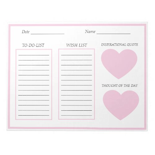 Pink Simple daily planner to do list  notepad