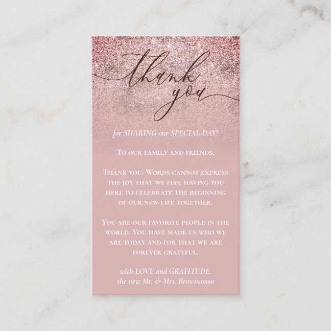 Pink Simple Elegant Custom Photo Thank You Enclosure Card
