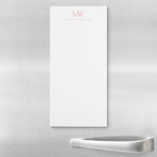 Pink Simple Elegant Modern Monogram Magnetic Notepad