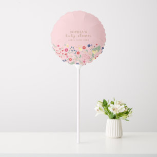Pink Simple Elegant Wildflower Girl Baby Shower  Balloon
