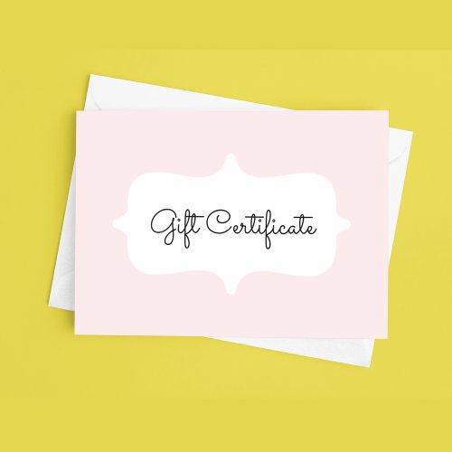 Pink Simple Gift Certificate Card