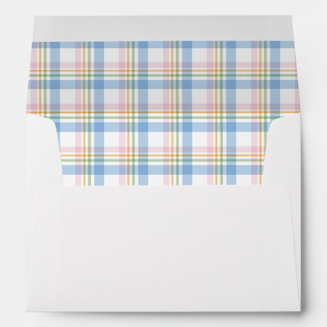 Pink Simple Gingham Check Christmas  Envelope (Back (Bottom))