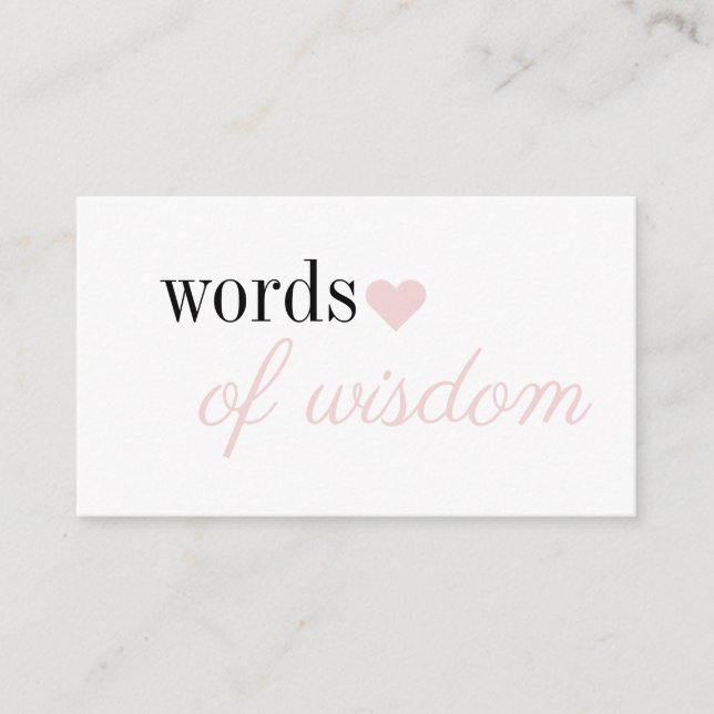 Pink Simple Girl Baby Shower words of wisdom Enclosure Card (Front)