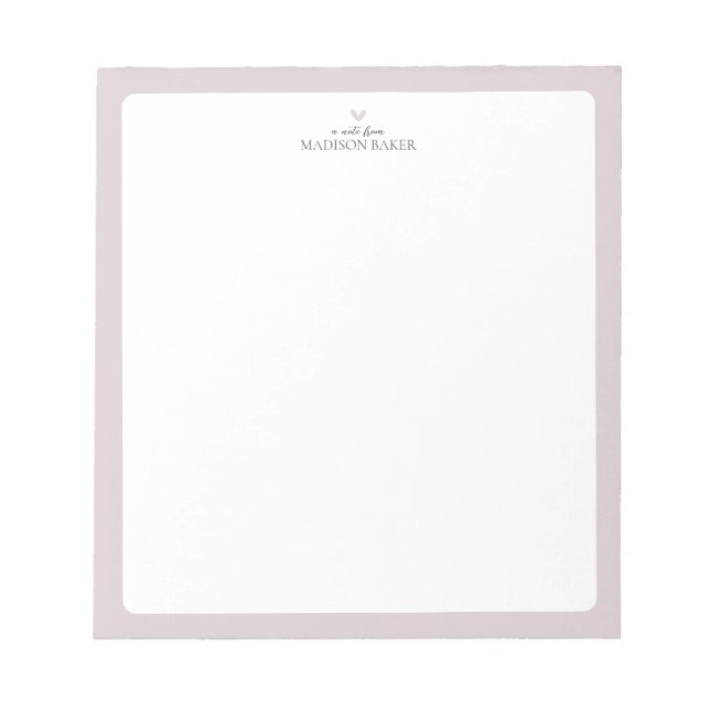 Pink | Simple Heart Personalized Notepad (Front)