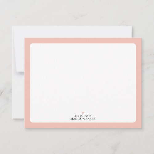 Pink  Simple Heart Personalized Stationery Note Card