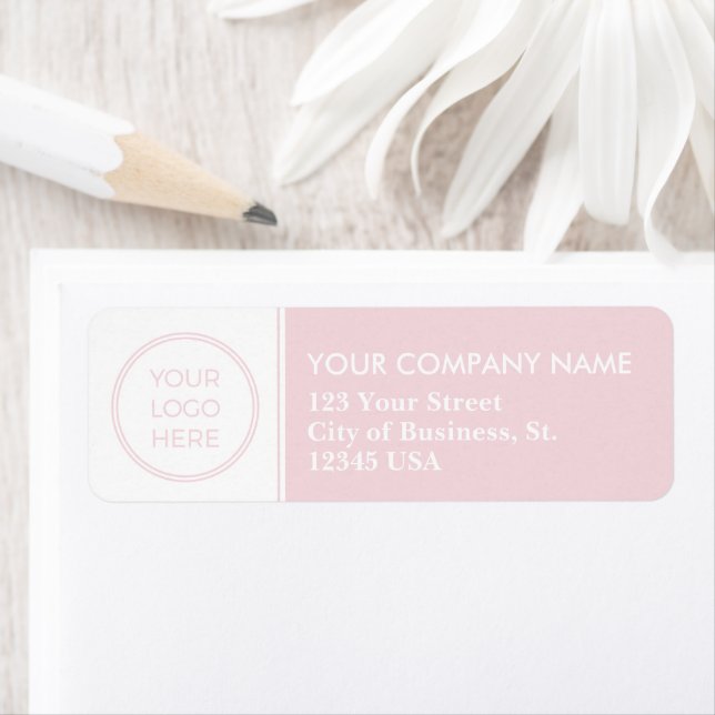Pink Simple Logo Business Address Label (Insitu)