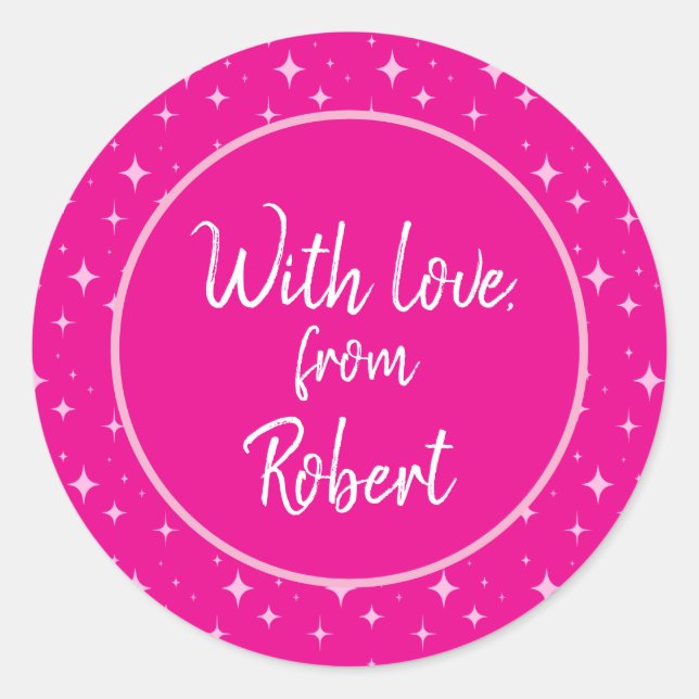 Pink Simple Minimalistic  Classic Round Sticker (Front)