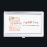 Pink Simple Mixer Floral Cake Bakery  Business Card Case<br><div class="desc">A cute pink cake mixer with flowers decorates this bakery business card case. Personalize it with your name and business information. A great place for storing your business cards. Designed for you by Blackberry Boulevard.</div>