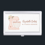 Pink Simple Mixer Floral Cake Bakery  Business Card Case<br><div class="desc">A cute pink cake mixer with flowers decorates this bakery business card case. Personalize it with your name and business information. A great place for storing your business cards. Designed for you by Blackberry Boulevard.</div>