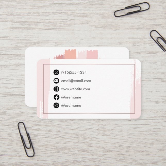 Pink Simple Modern Business Card (Front/Back In Situ)