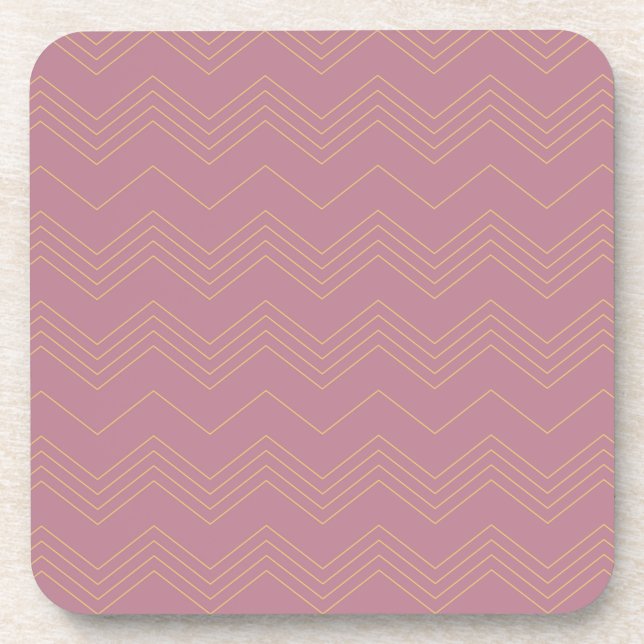 Pink, simple, modern, cool, trendy zigzag pattern beverage coaster (Front)