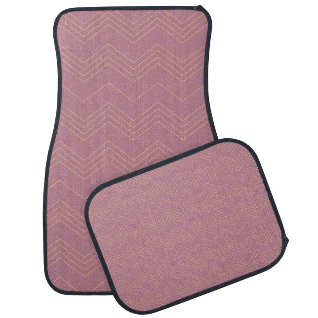 Pink, simple, modern, cool, trendy zigzag pattern car floor mat (Set)
