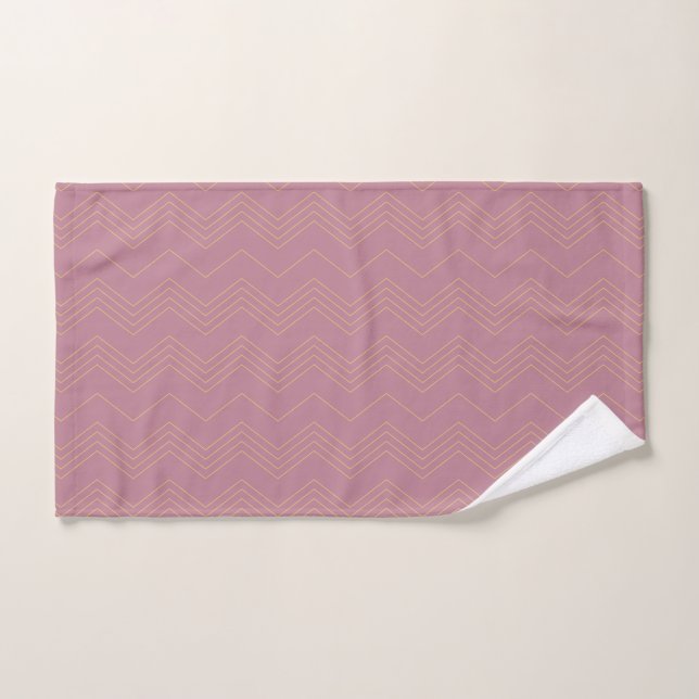 Pink, simple, modern, cool, trendy zigzag pattern hand towel  (Hand Towel)