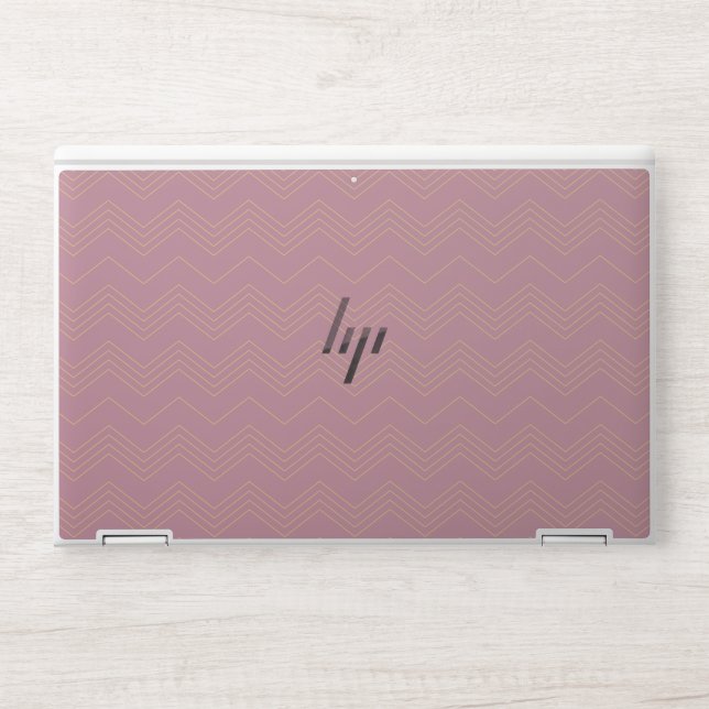 Pink, simple, modern, cool, trendy zigzag pattern HP laptop skin (Front)