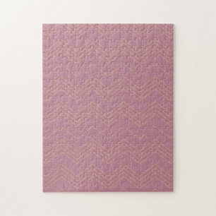 Pink, simple, modern, cool, trendy zigzag pattern jigsaw puzzle