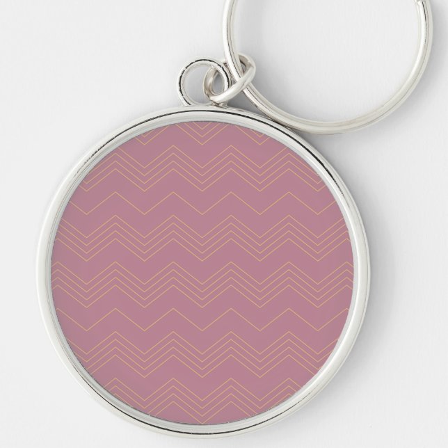 Pink, simple, modern, cool, trendy zigzag pattern keychain (Front)