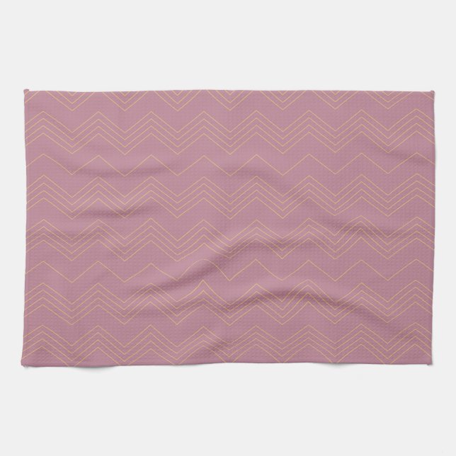 Pink, simple, modern, cool, trendy zigzag pattern kitchen towel (Horizontal)