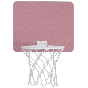 Pink, simple, modern, cool, trendy zigzag pattern mini basketball hoop
