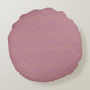 Pink, simple, modern, cool, trendy zigzag pattern round pillow