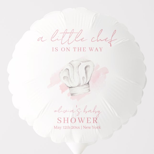 Pink Simple Modern Little Chef Baby Shower Balloon (Front)