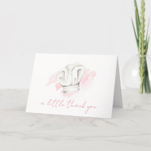 Pink Simple Modern Little Chef Baby Shower Letterpress Thank You Card