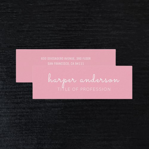 Pink Simple Modern Professional Mini Business Card