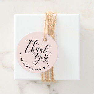 Pink Simple Modern Script Business Thank You Favor Tags