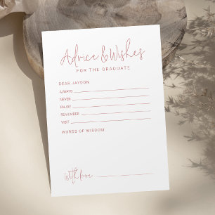 Pink Simple Modern Script Graduate advice & wishes Card