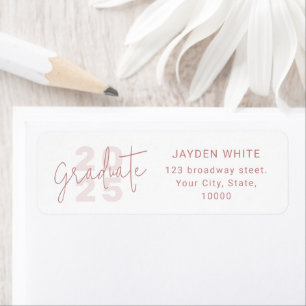 Pink Simple Modern Script Graduate Return Address Label