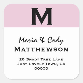 PINK Simple Monogram Address Label V27