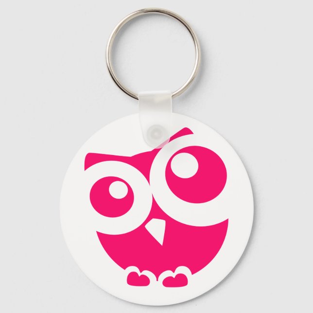 Pink Simple Owl Keychain (Front)