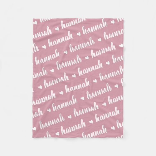 Pink Simple Personalized Repeating Name Baby Girl Fleece Blanket