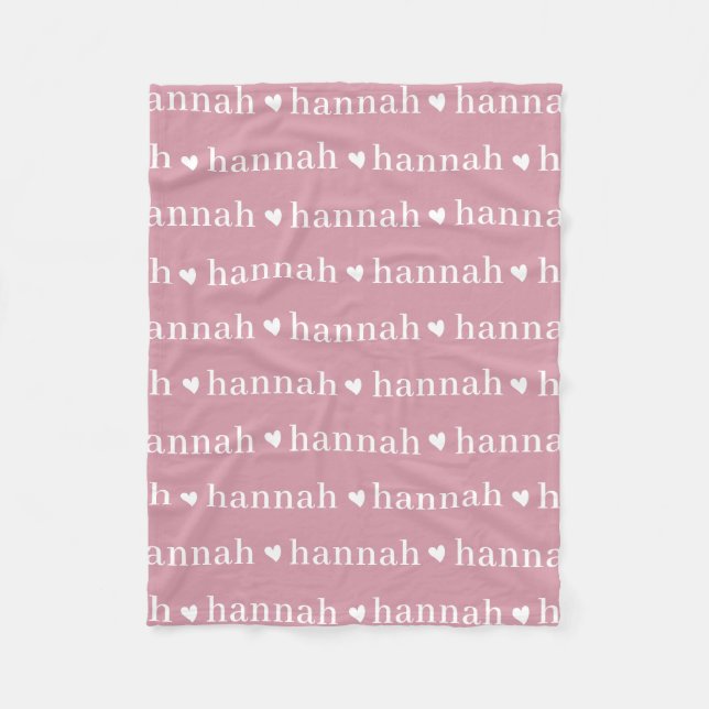 Pink Simple Personalized Repeating Name Baby Girl Fleece Blanket (Front)