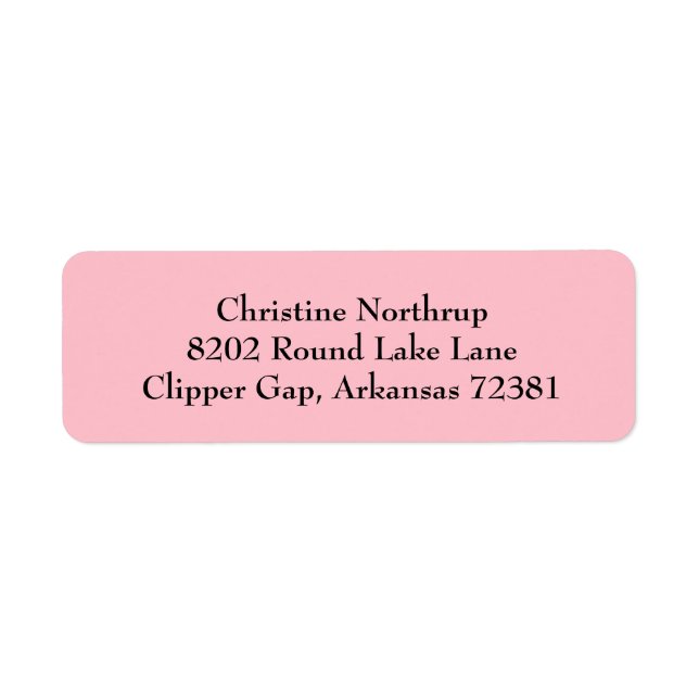 Pink Simple Plain Return Address Labels (Front)
