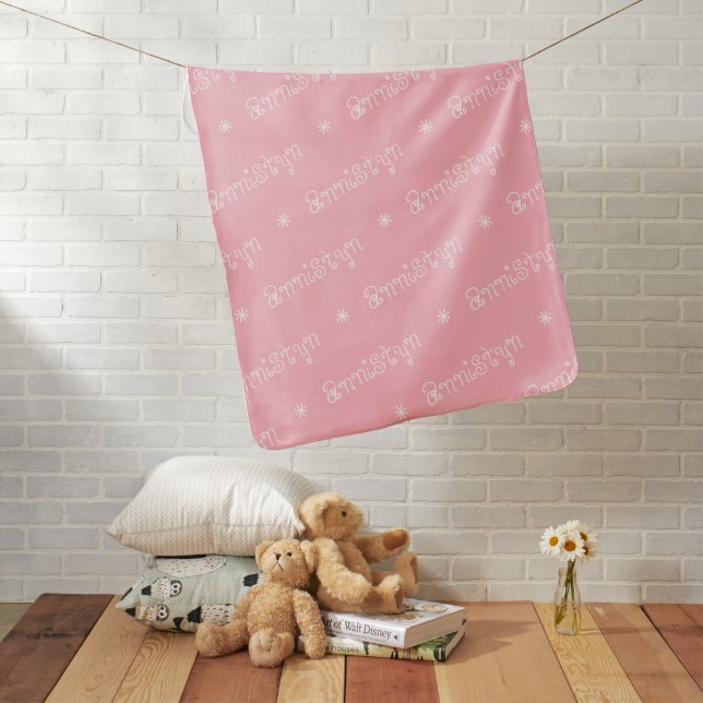 Pink Simple Repeating Names Personalized Baby Blanket (In Situ)